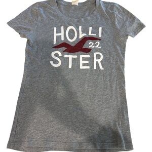 Hollister Heather Gray Tee with Red Logo
